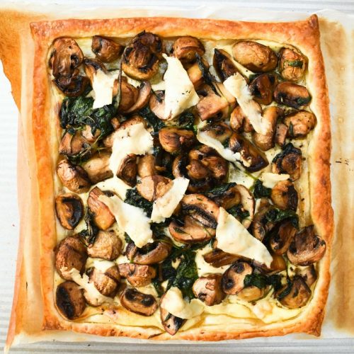 Garlic Mushroom & Spinach Puff Pastry Tart